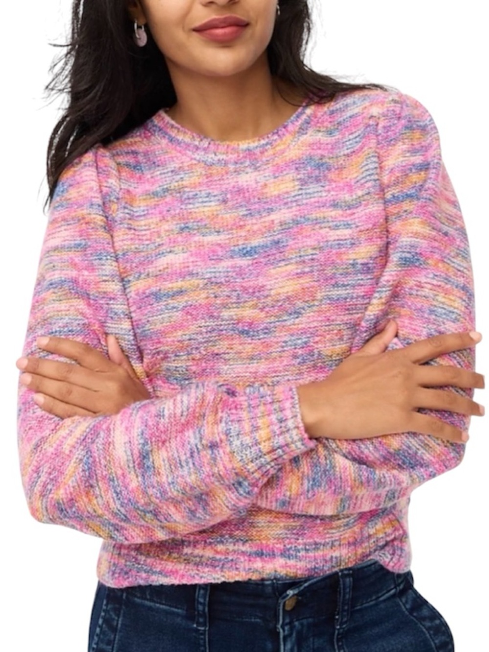 J.crew Space-dyed puff-sleeve sweater size M